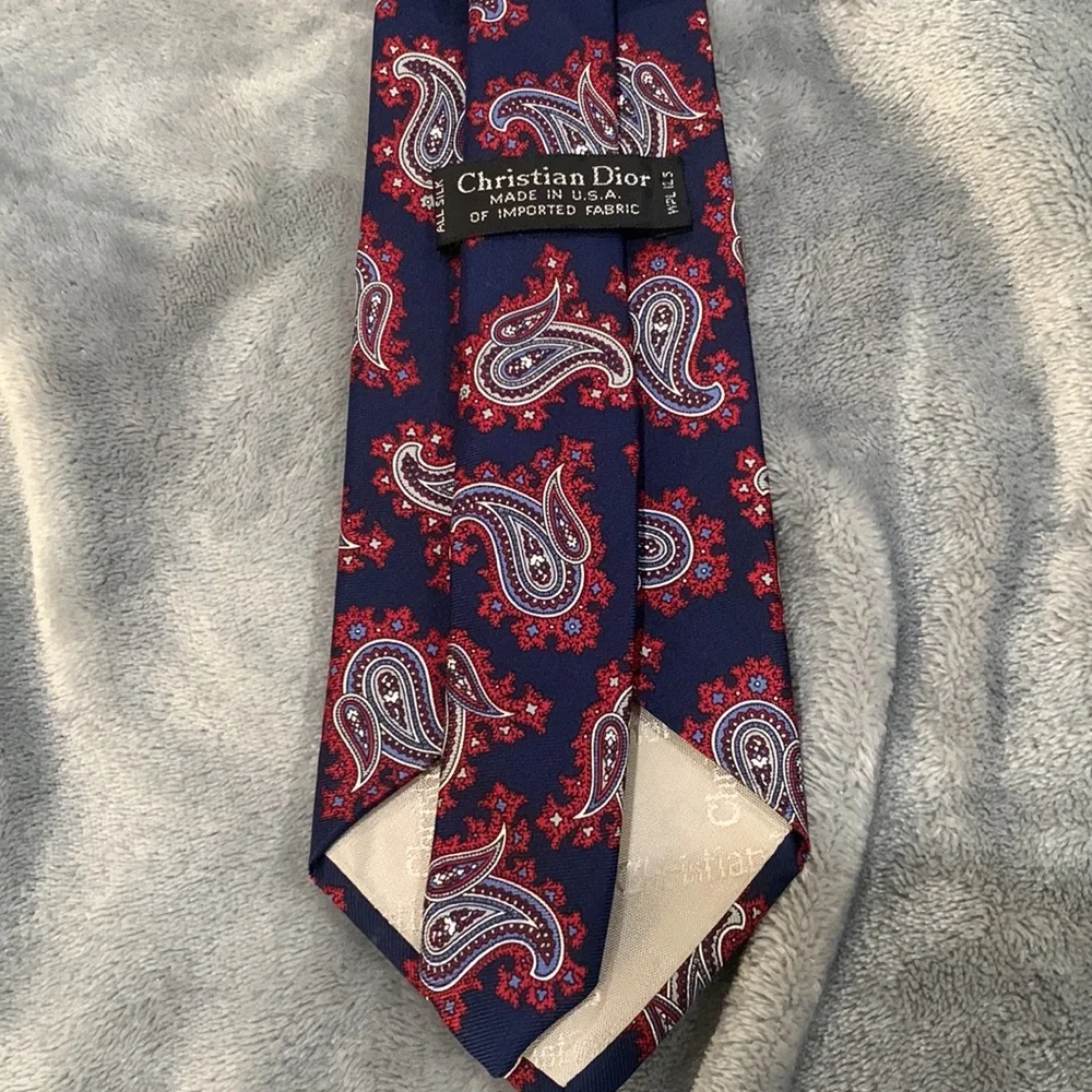 Christian Dior Navy Paisley‎ Silk Neckwear Tie